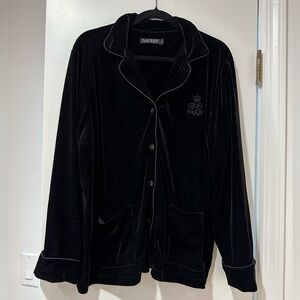 Ralph Lauren Black Label Velvet Button-Up Top